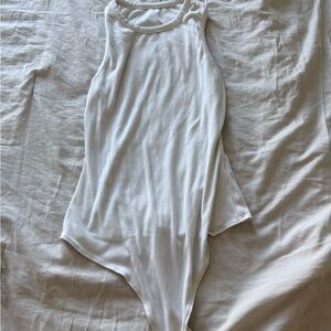 White Sleeveless Ribbed Bodysuit